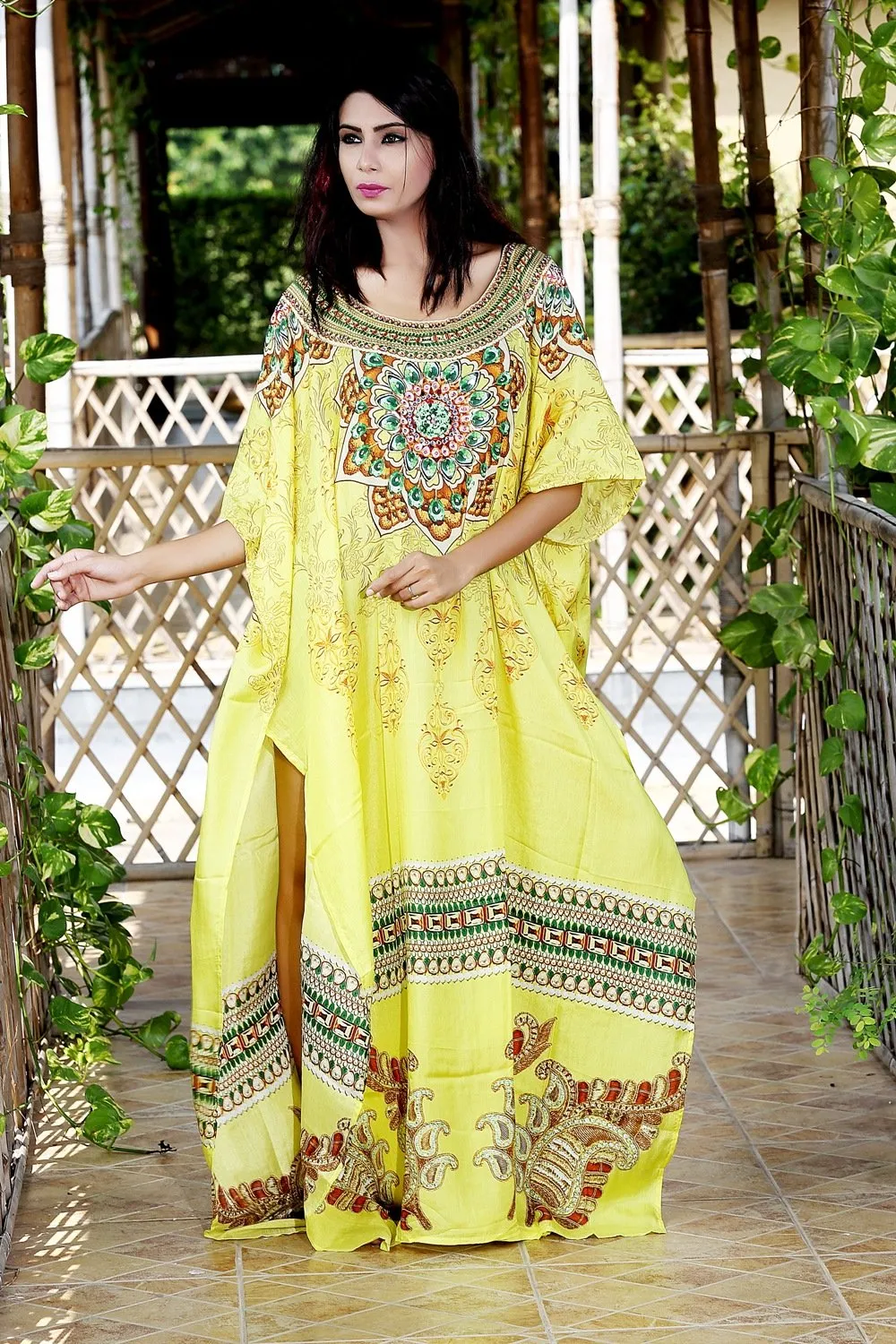 Heavily embellished maxi beach caftan/silk looks and feel kaftan beach and resort wear handmade latest kaftan fashion plus woman 96