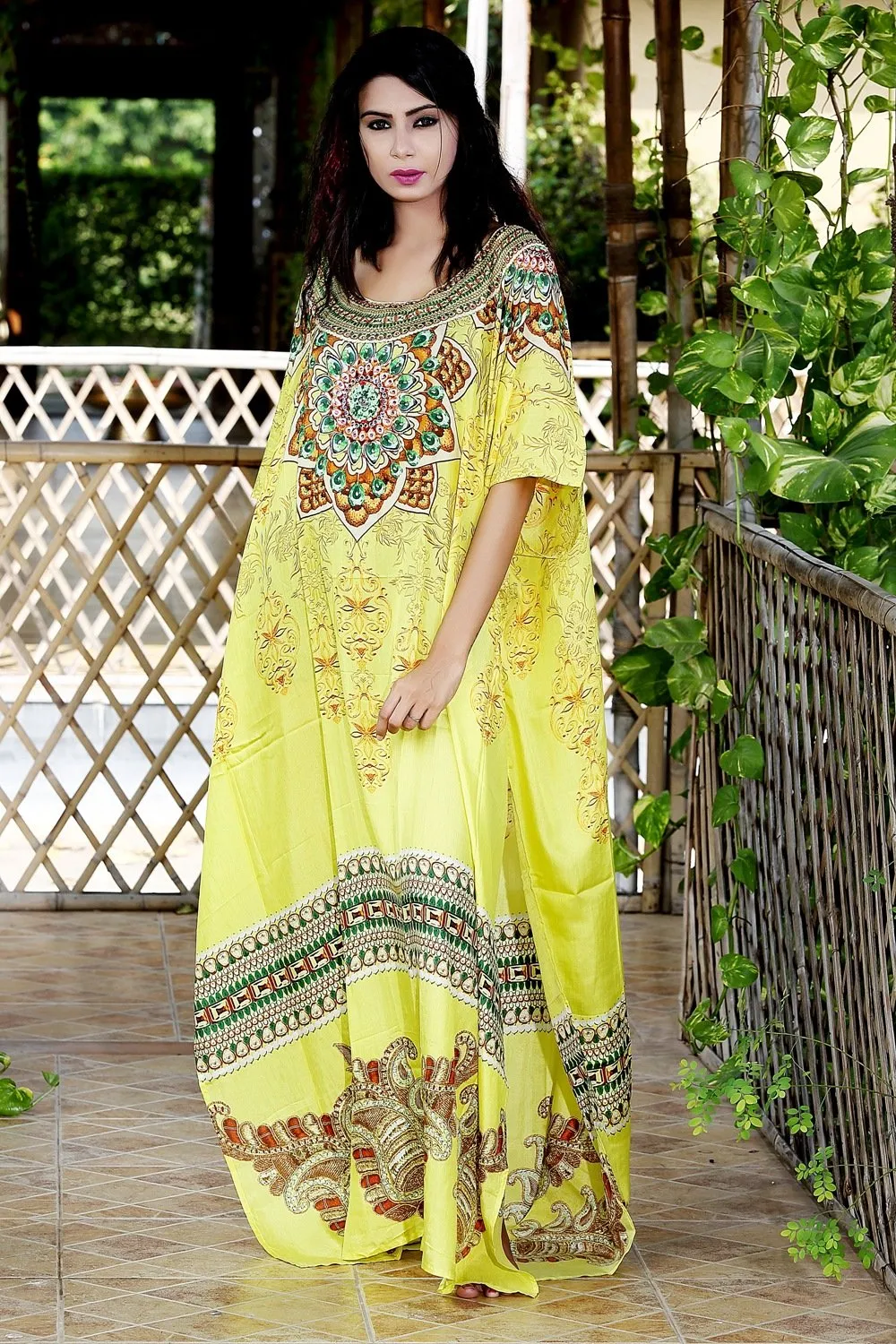 Heavily embellished maxi beach caftan/silk looks and feel kaftan beach and resort wear handmade latest kaftan fashion plus woman 96