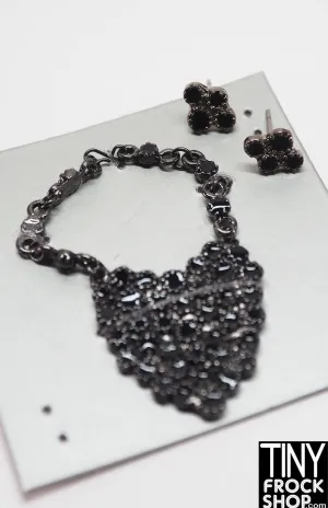 Integrity Dark Silver Chain Collar Necklace and Earring Set