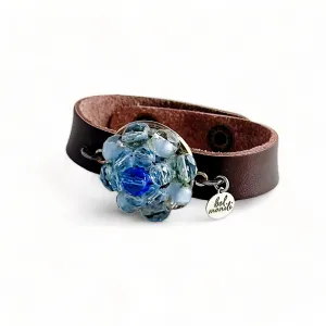 Light blue leather cuff bracelet