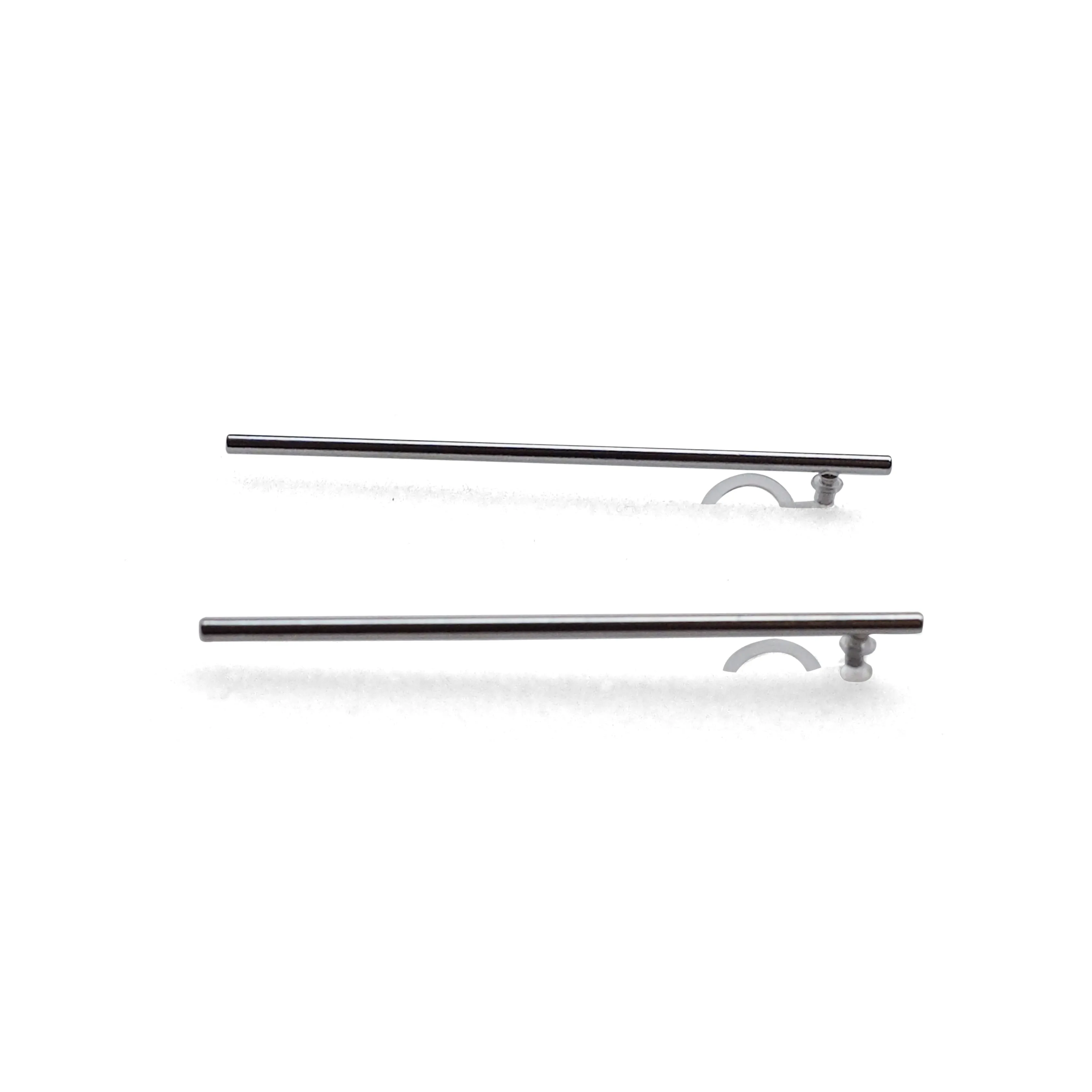 Long invisible clip on stud earrings ( Silver tone )