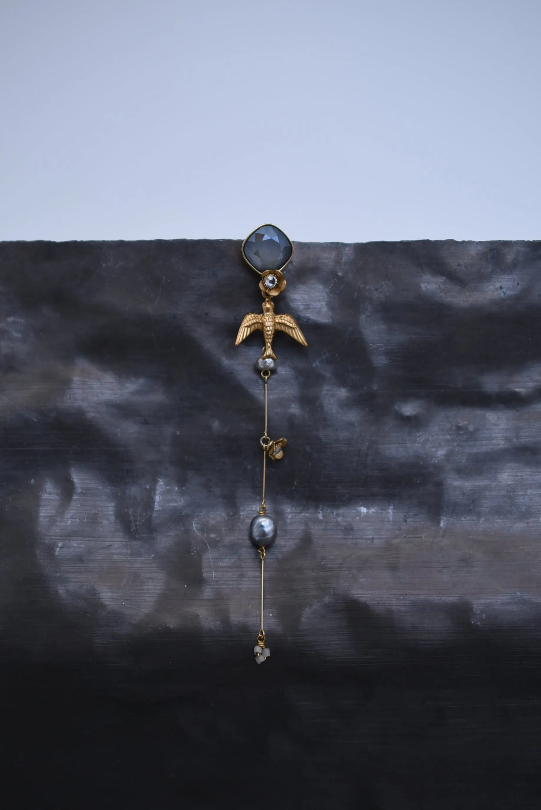 loquat flower and birds long earring