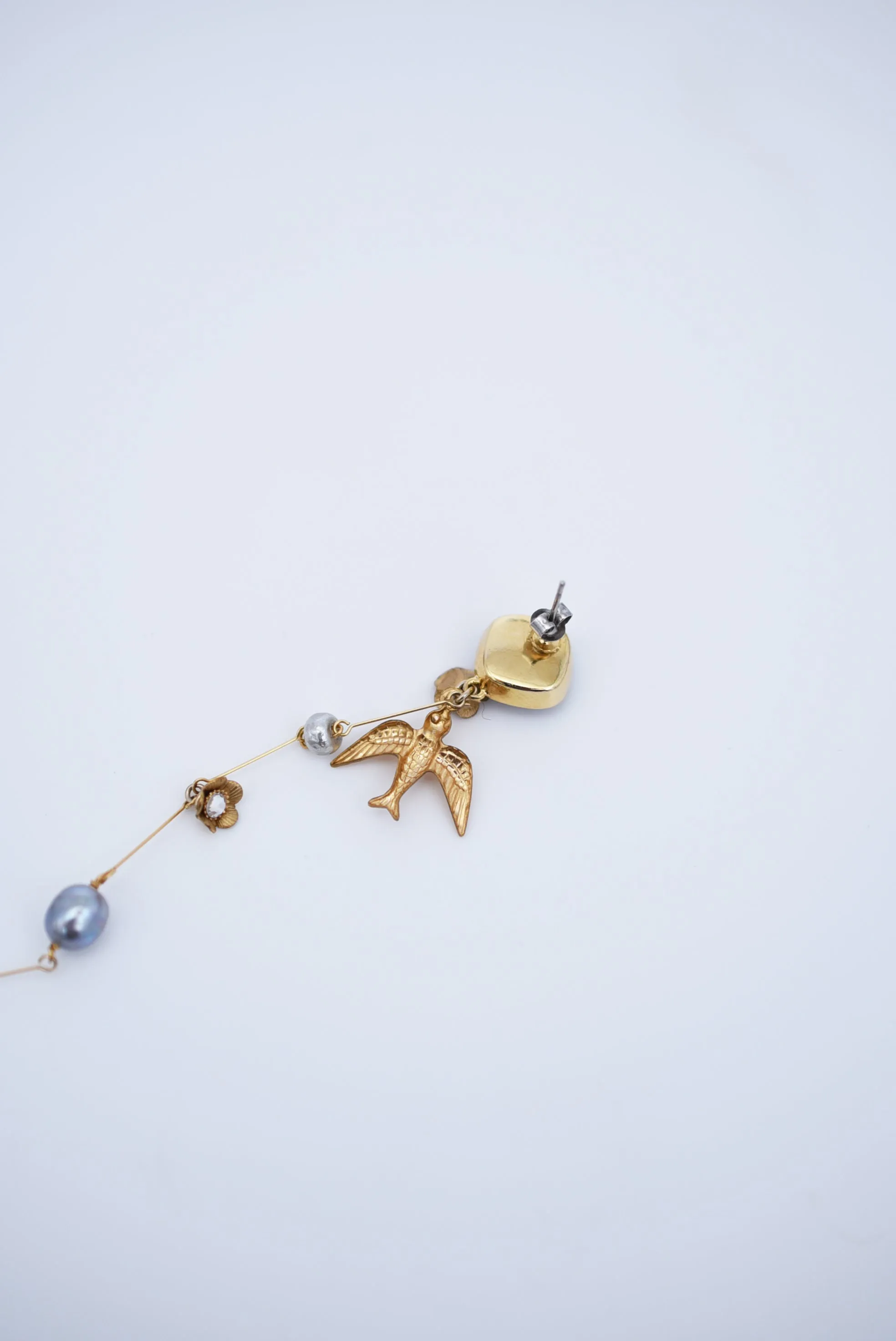 loquat flower and birds long earring