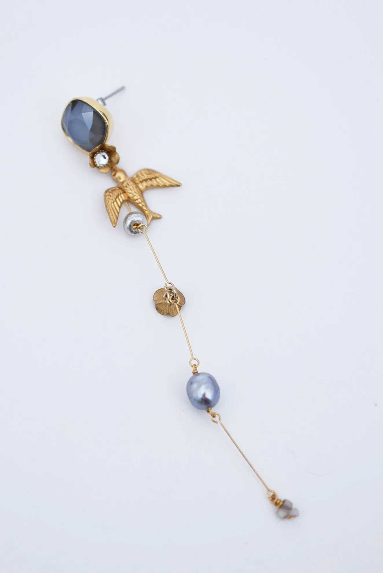 loquat flower and birds long earring
