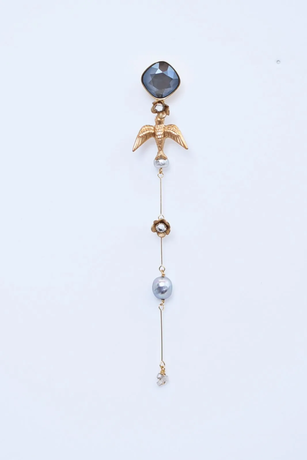 loquat flower and birds long earring