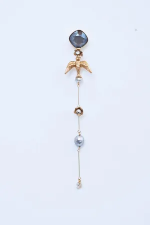 loquat flower and birds long earring