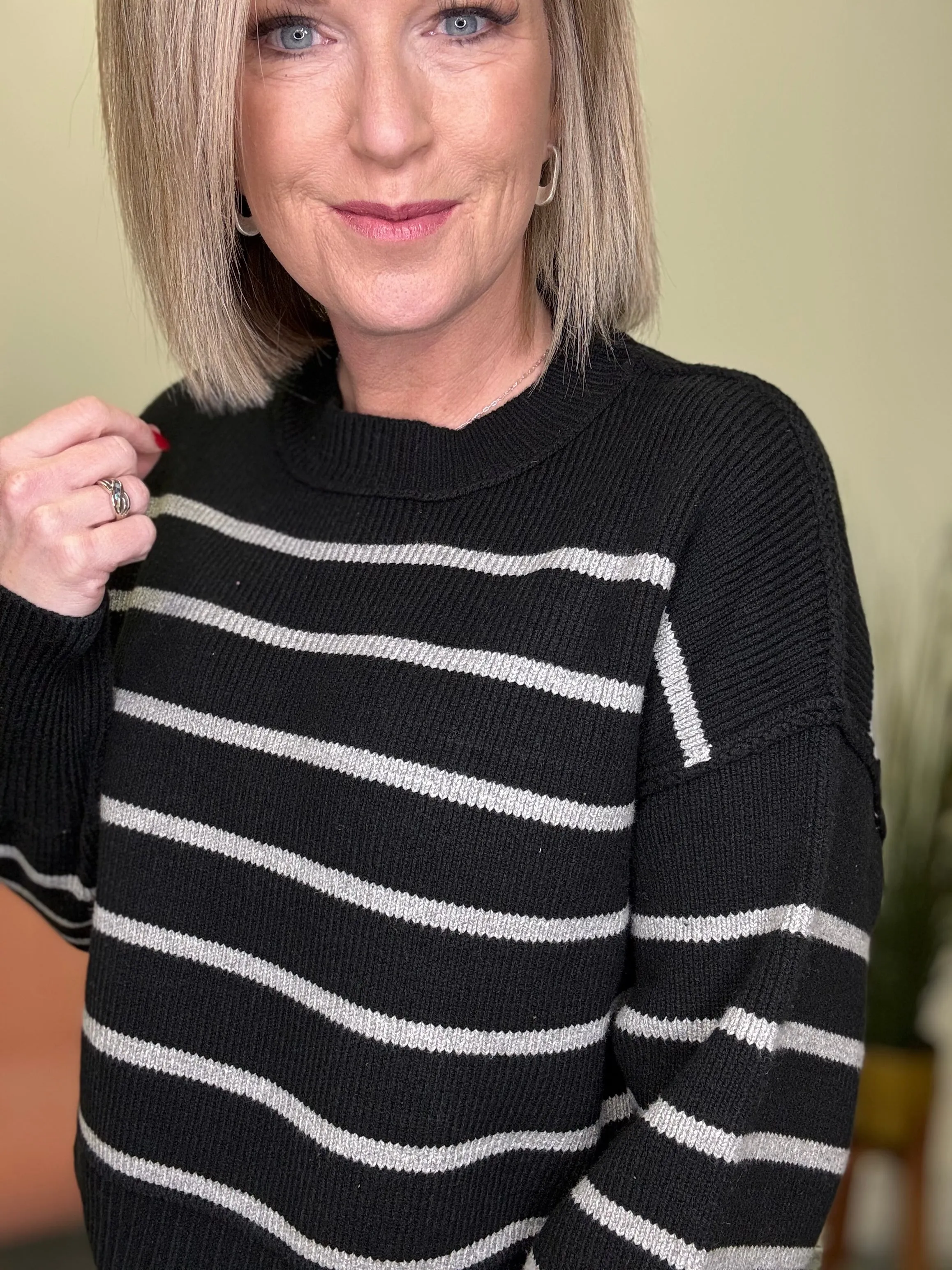 Marcella Charcoal Striped Sweater