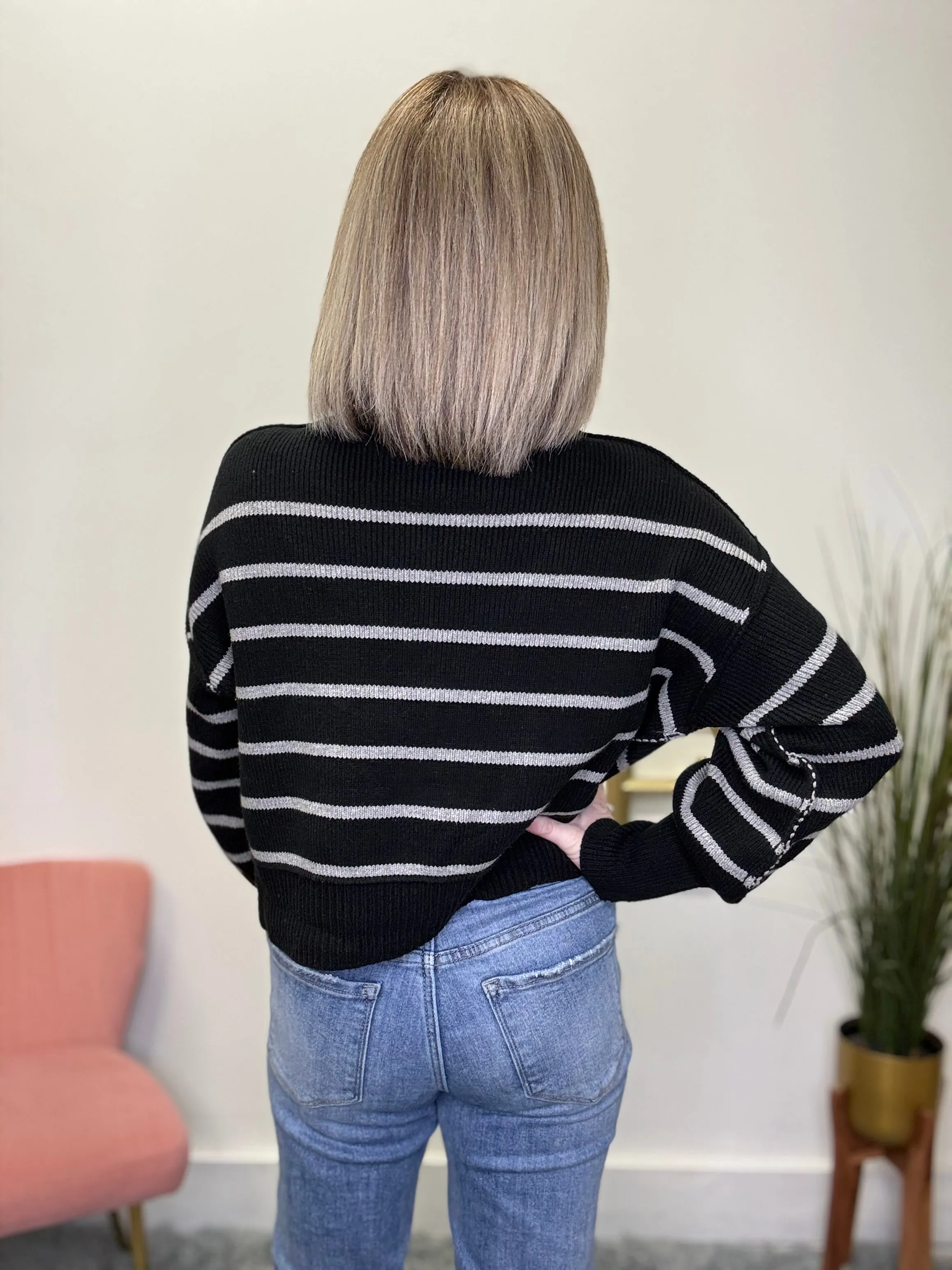 Marcella Charcoal Striped Sweater