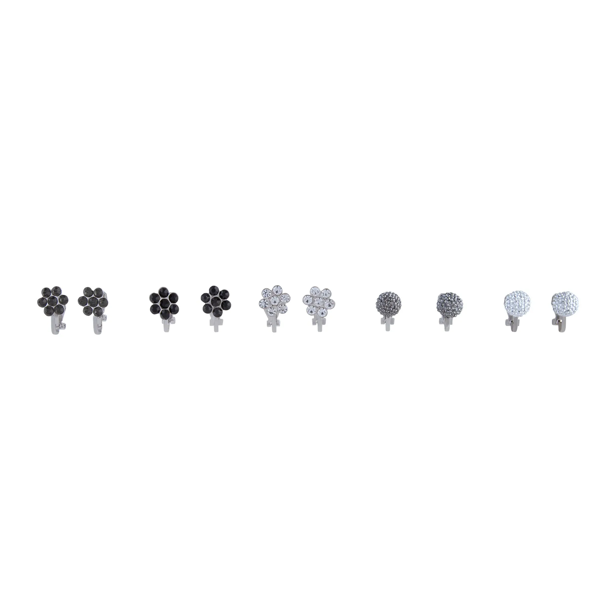 Mixed Metal Fireball Flower Clip On Earring 5-Pack