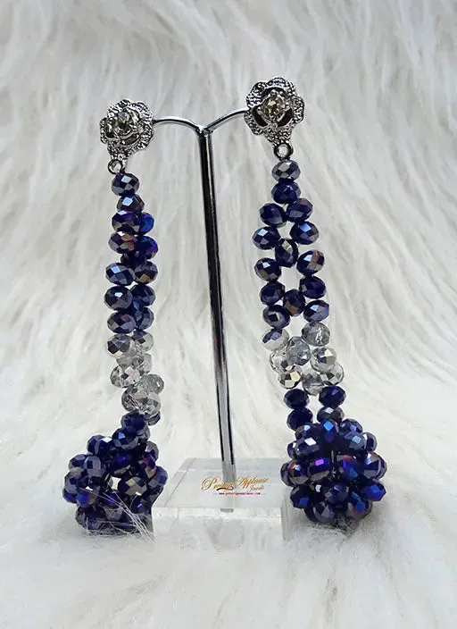 Navy Dark Blue Beautiful Just Earring Crystal Beads Earring Jewellery