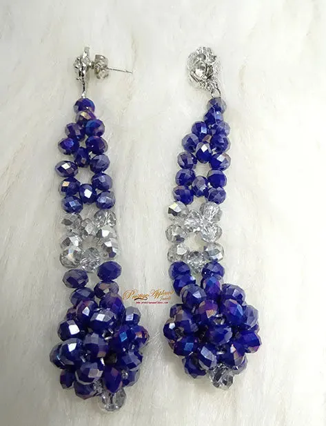Navy Dark Blue Beautiful Just Earring Crystal Beads Earring Jewellery