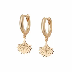 Palm Fan Drop Earrings 18ct Gold Plate