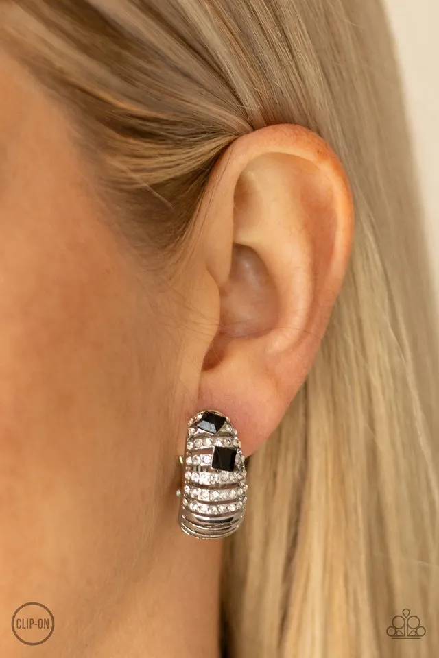 Paparazzi Earring ~ Bank Tank - Black