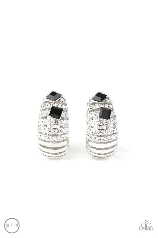 Paparazzi Earring ~ Bank Tank - Black
