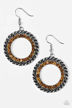 Paparazzi Earring ~ Grunge and Glitter - Brown