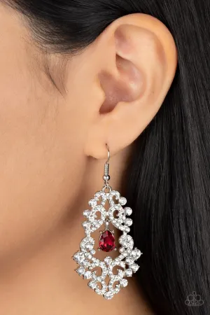 Paparazzi Earring ~ Sociable Sparkle - Red