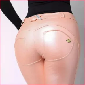 Pink Leather Leggings Women’s Vegan Pants in Various Sizes