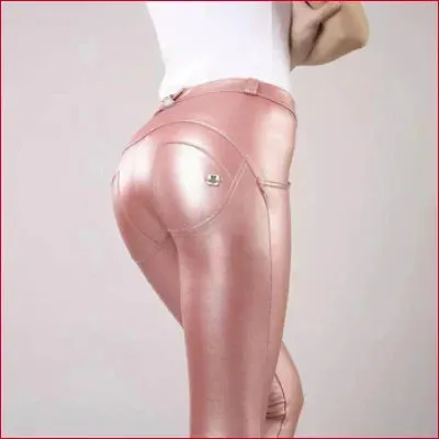 Pink Leather Leggings Women’s Vegan Pants in Various Sizes