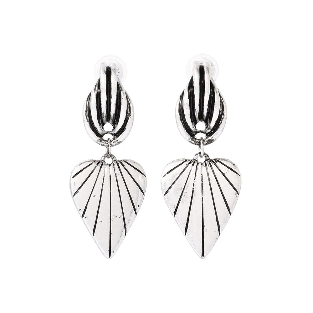 Pointy Leaf Drop Clip On Earrings