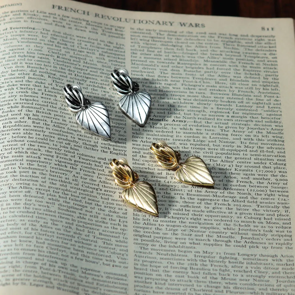 Pointy Leaf Drop Clip On Earrings