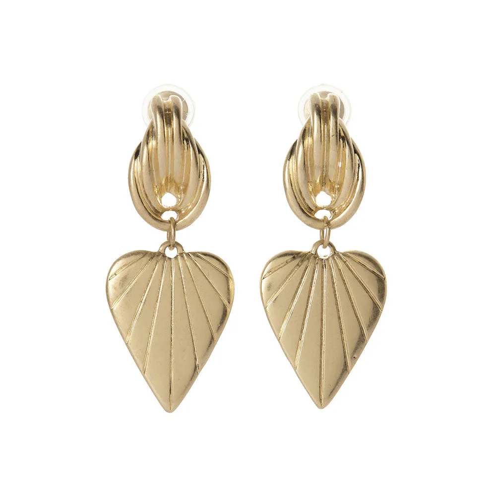 Pointy Leaf Drop Clip On Earrings