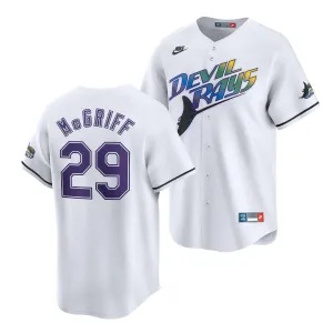 Rays Men's Nike White Devil Rays McGriff Cooperstown Vapor Limited Jersey
