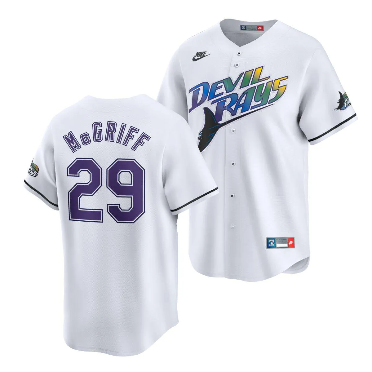 Rays Men's Nike White Devil Rays McGriff Cooperstown Vapor Limited Jersey