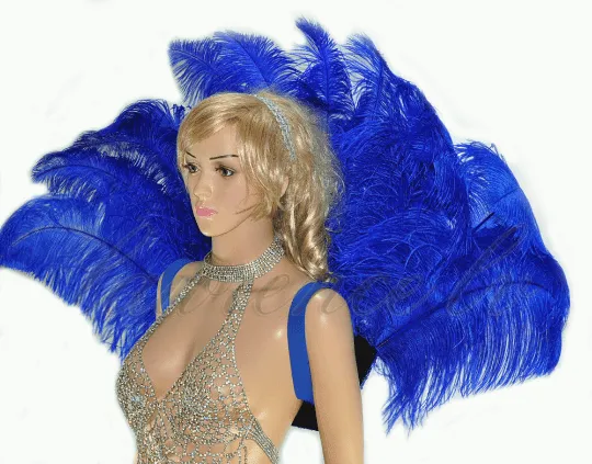 Royal blue Open Majestic Style Ostrich Feather backpiece
