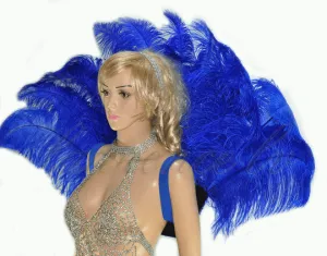 Royal blue Open Majestic Style Ostrich Feather backpiece