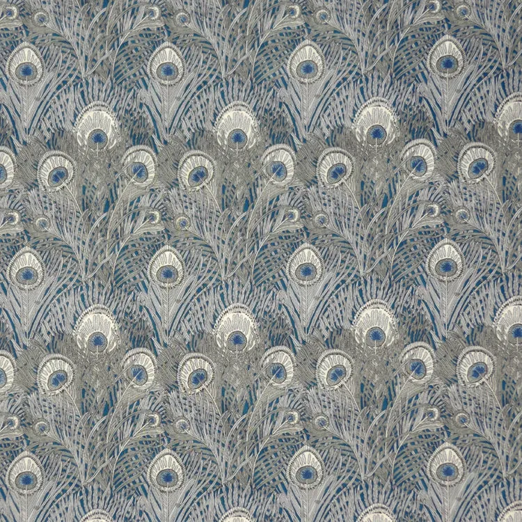 SILVER & BLUE FEATHERS 'HERA' LIBERTY LAWN COTTON HANDKERCHIEF