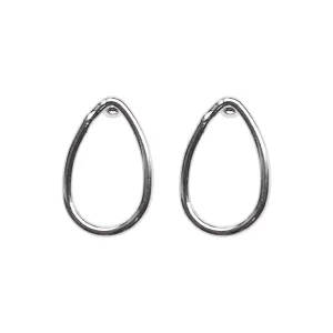 Silver Teardrop Invisible Clip On Stud Earrings