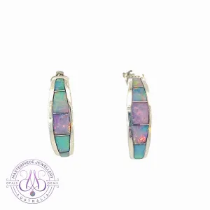 Sterling Silver Opal inlay graduating earrings