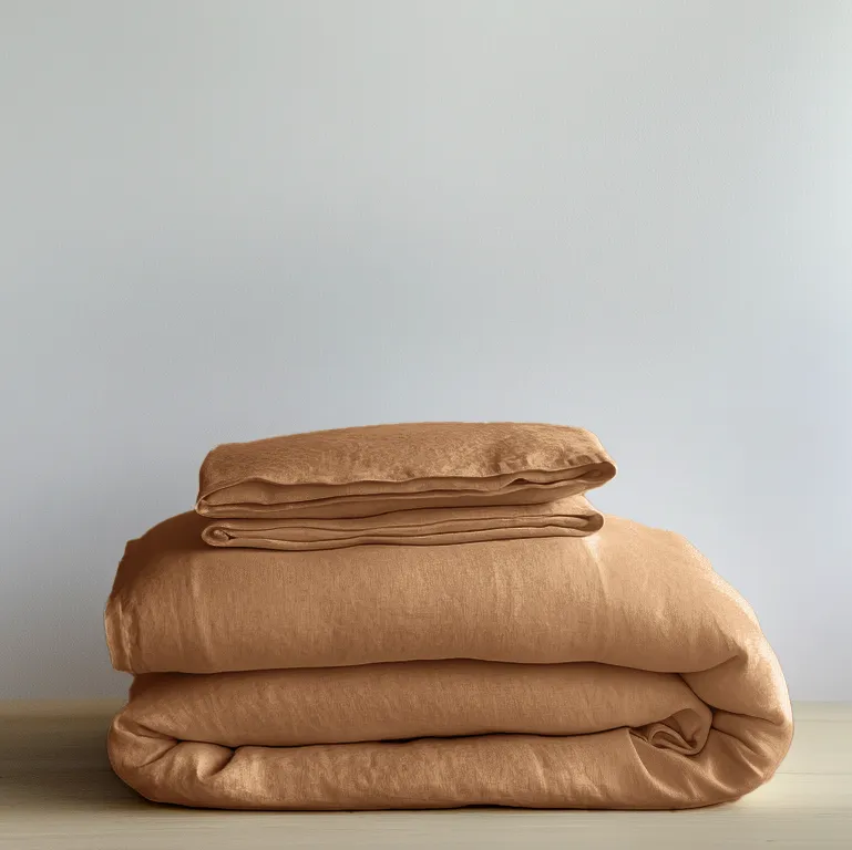 Tawny Brown Washed Linen Duvet Cover Set - Single, Twin, Twin XL, Full/Double, Queen, King, California King