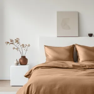 Tawny Brown Washed Linen Duvet Cover Set - Single, Twin, Twin XL, Full/Double, Queen, King, California King