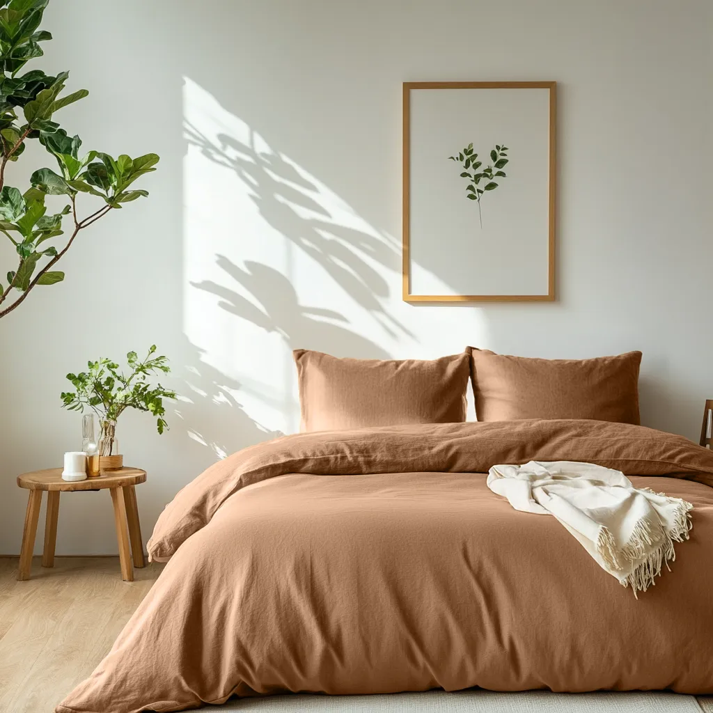 Tawny Brown Washed Linen Duvet Cover Set - Single, Twin, Twin XL, Full/Double, Queen, King, California King