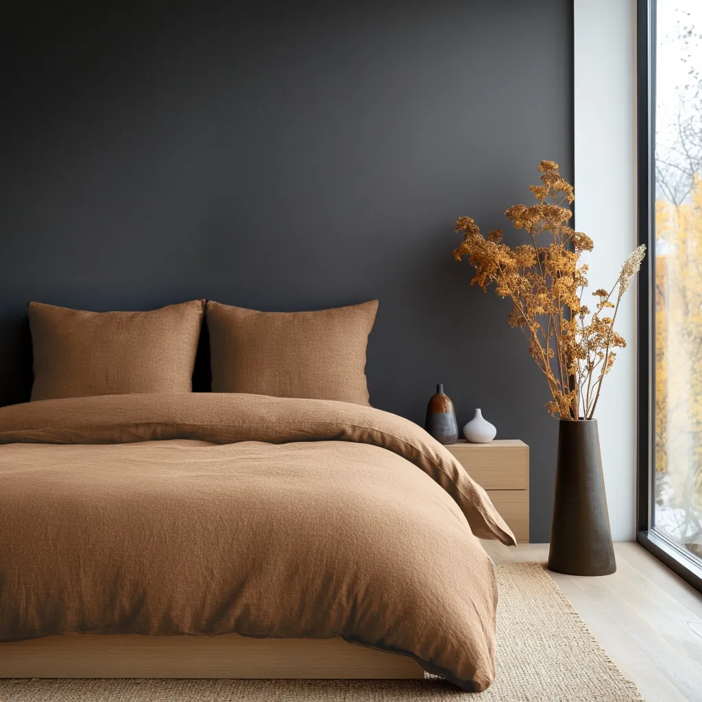 Tawny Brown Washed Linen Duvet Cover Set - Single, Twin, Twin XL, Full/Double, Queen, King, California King