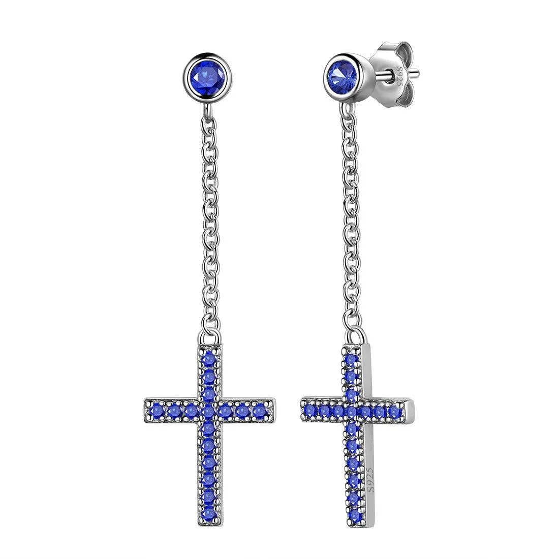 Tokyo Mart Classic Small Cross Dangle Earrings Women Mens Jewelry Sterling Silver