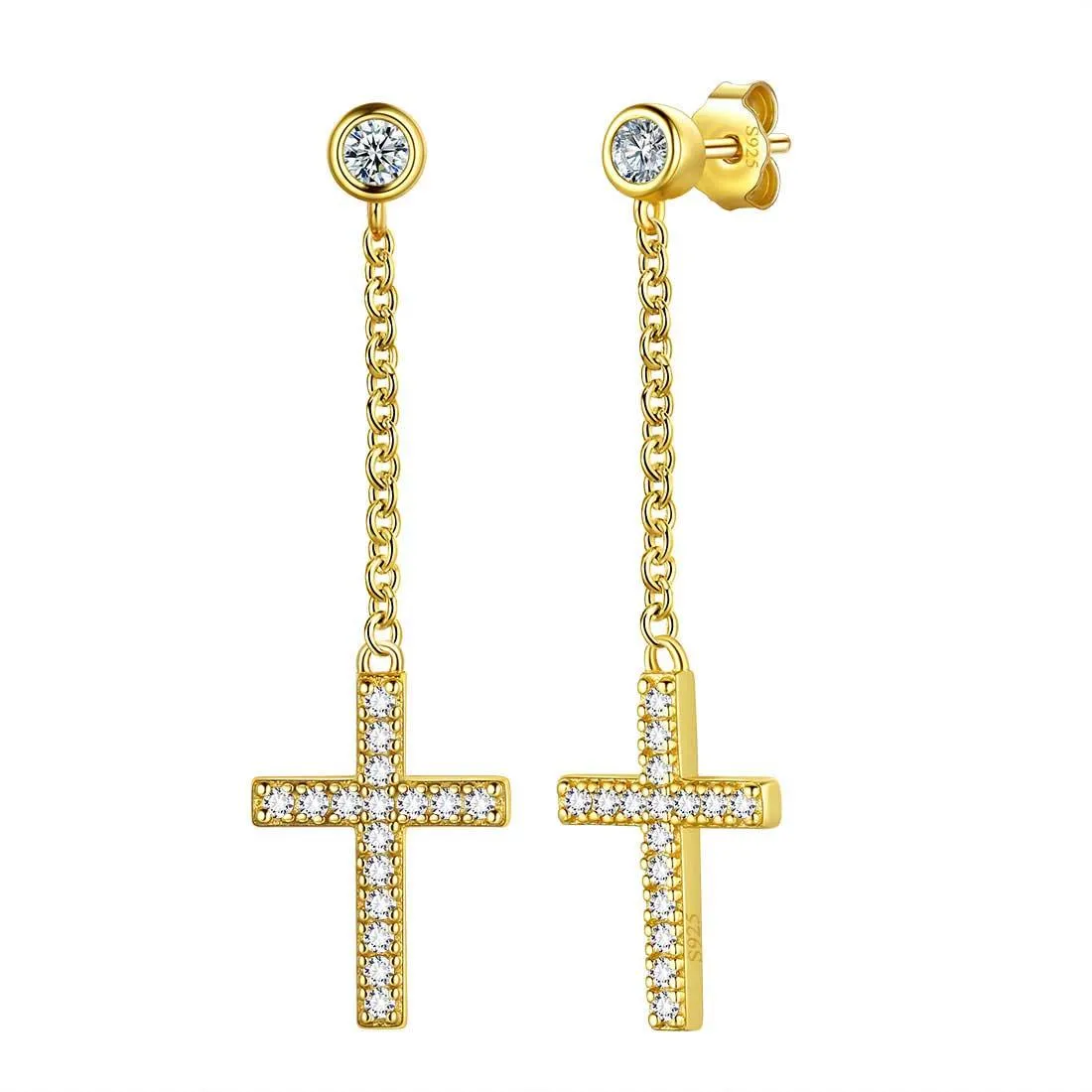 Tokyo Mart Classic Small Cross Dangle Earrings Women Mens Jewelry Sterling Silver