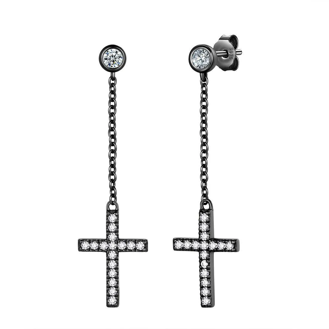 Tokyo Mart Classic Small Cross Dangle Earrings Women Mens Jewelry Sterling Silver