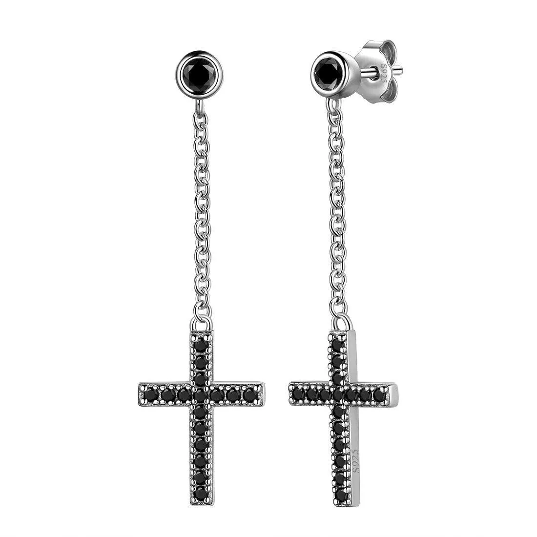 Tokyo Mart Classic Small Cross Dangle Earrings Women Mens Jewelry Sterling Silver