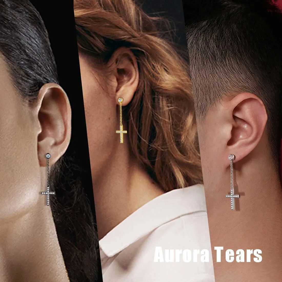Tokyo Mart Classic Small Cross Dangle Earrings Women Mens Jewelry Sterling Silver