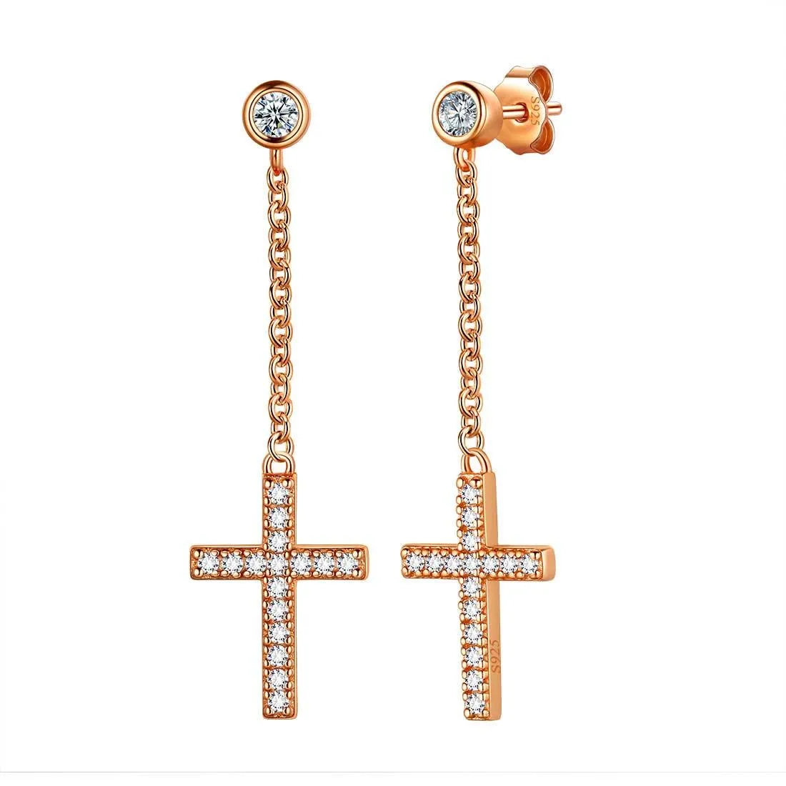 Tokyo Mart Classic Small Cross Dangle Earrings Women Mens Jewelry Sterling Silver