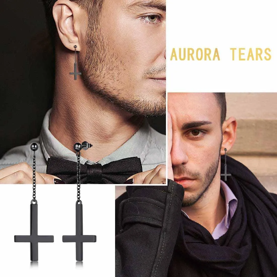 Upside Down Cross Earrings Dangling Women Mens Jewelry Sterling Silver