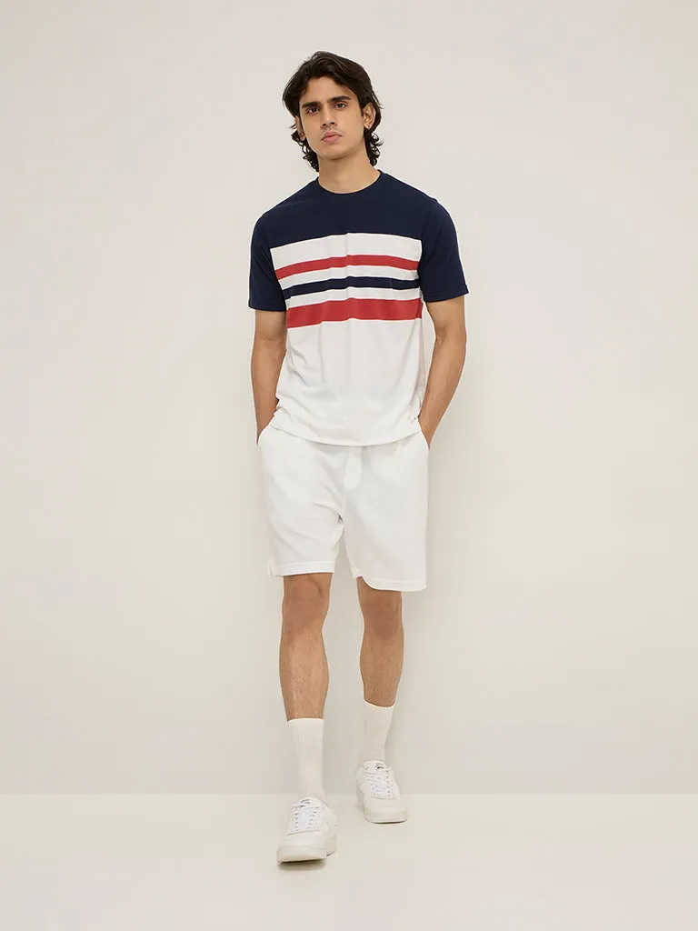 WES Lounge Navy Stripe Printed Relaxed-Fit T-Shirt