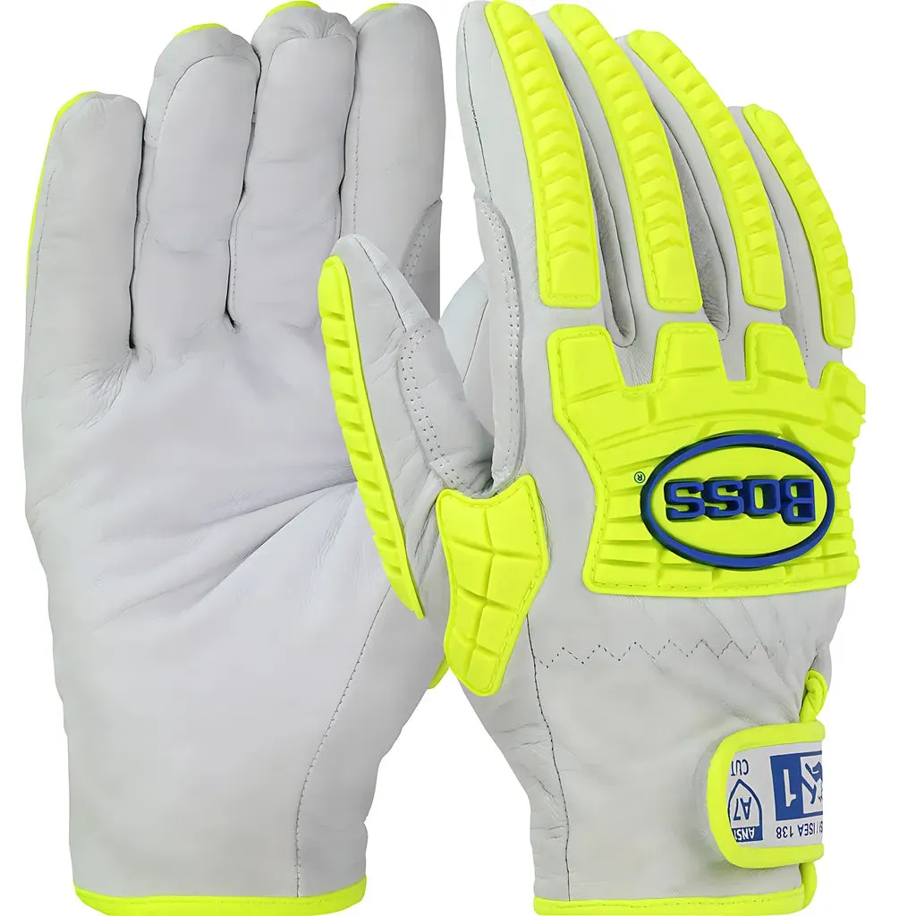 West Chester 9916/3XL Top Grain Goatskin Leather Drivers Glove with Hi-Vis Impact Protection and DuPont Kevlar Blend Lining