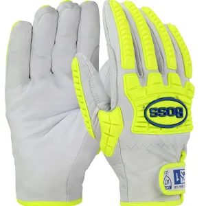 West Chester 9916/XL Top Grain Goatskin Leather Drivers Glove with Hi-Vis Impact Protection and DuPont Kevlar Blend Lining