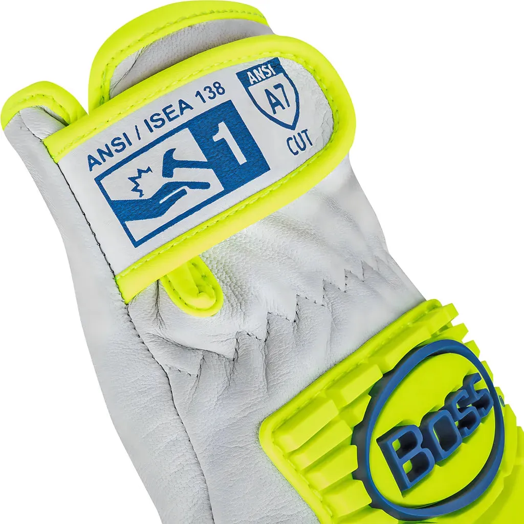 West Chester 9916/XL Top Grain Goatskin Leather Drivers Glove with Hi-Vis Impact Protection and DuPont Kevlar Blend Lining