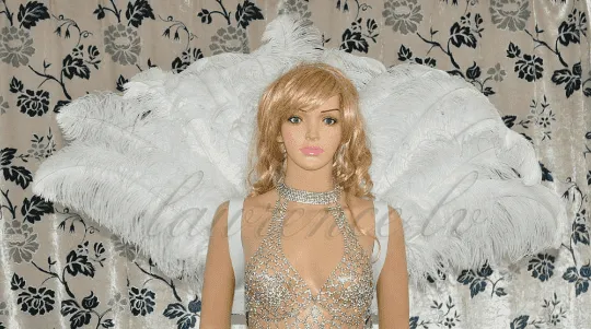 white Open Majestic Style Ostrich Feather backpiece