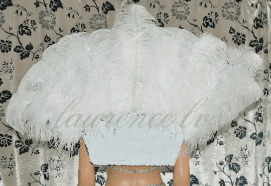 white Open Majestic Style Ostrich Feather backpiece