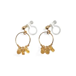 Yellow Citrine Gold Hoop Invisible Clip On Earrings